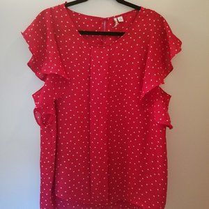 Elle Red w/ White Polka-Dots Blouse